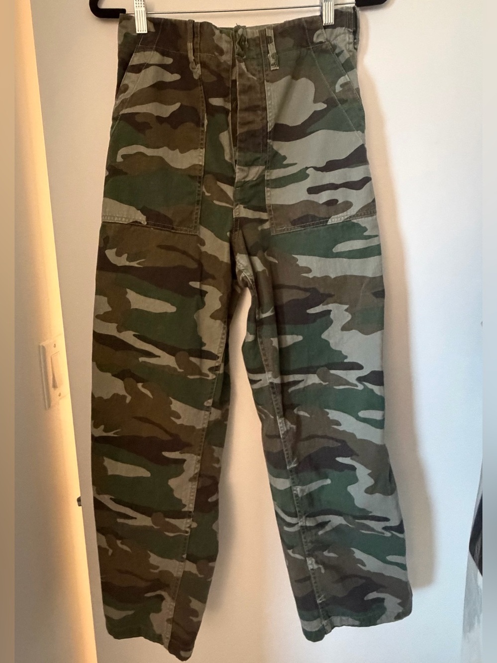 High-Rise J. Crew Camo Cargo Pants in Green/Brown